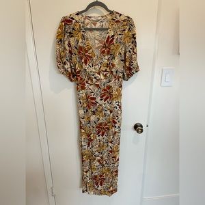 & Other Stories Printed Floral Puff Sleeve Midi Dress